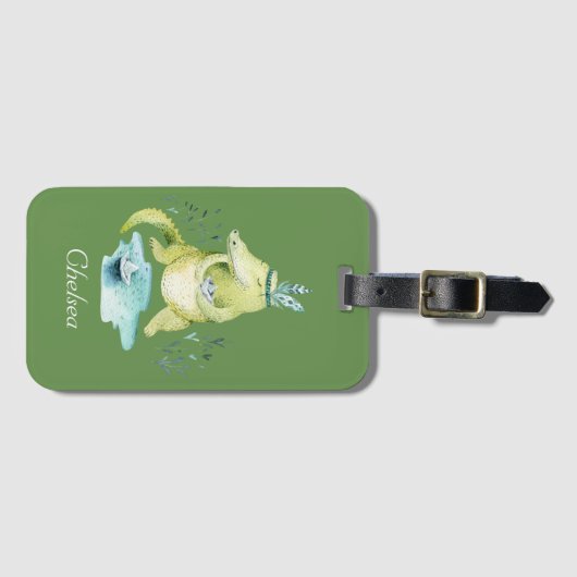 アリゲーターのアレナパーソナライズされた ラゲッジタグ (正面横)
