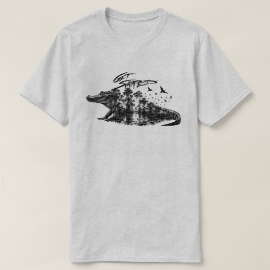 アリゲーターの沼に沈め Tシャツ (デザイン正面)