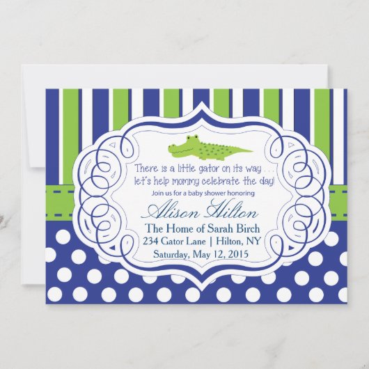 アリゲーターの男の子のベビーシャワー招待状 招待状 (正面)