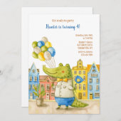 アリゲーターの誕生日パーティー 招待状 (正面/裏面)