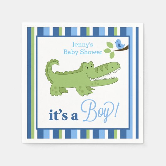 アリゲーターイッツボーイカスタムナプキン スタンダードカクテルナプキン (正面)