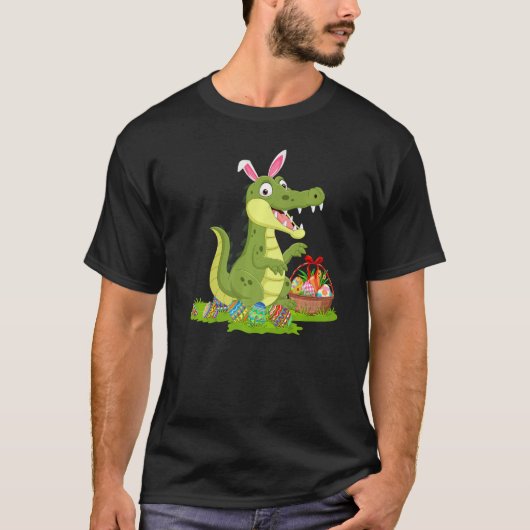 アリゲーターイースターエッグ狩りバニーアリゲーターイースト Tシャツ (正面)