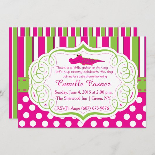 アリゲーターガールベビーシャワー招待状 招待状 (正面/裏面)