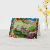 アリゲータークリスマスカード カード (黄色い花)