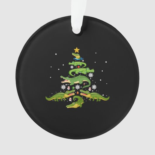 アリゲータークリスマスツリーかわいいクリスマスズラバーライト オーナメント (正面)