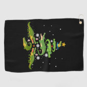 アリゲータークリスマスツリーかわいいクリスマスズラバーライト ゴルフタオル (横)