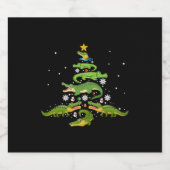 アリゲータークリスマスツリーかわいいクリスマスズラバーライト スパークリングワインラベル (シングルラベル)