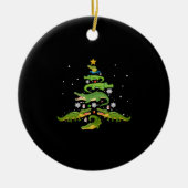 アリゲータークリスマスツリーかわいいクリスマスズラバーライト セラミックオーナメント (正面)