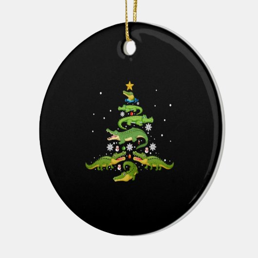 アリゲータークリスマスツリーかわいいクリスマスズラバーライト セラミックオーナメント (左)