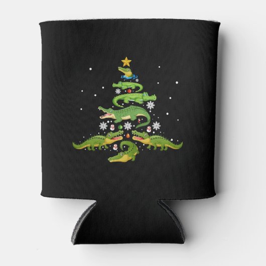 アリゲータークリスマスツリーかわいいクリスマスズラバーライト 缶クーラー (正面)