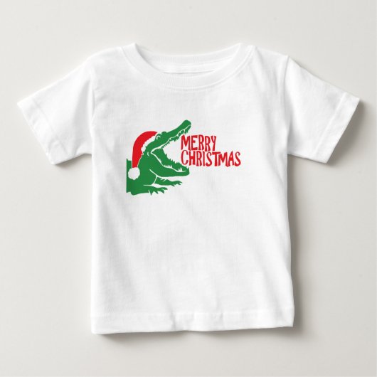 アリゲータークリスマスTシャツ ベビーTシャツ (正面)