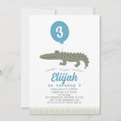 アリゲータークロコダイルバルーンキッド誕生日 招待状 (正面)