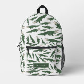 アリゲータークロコダイルパターンスクール名前をカスタムする プリントバックパック (正面)