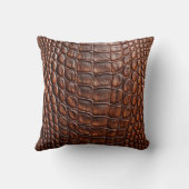 アリゲータークロコダイルフェイクスキンブラウン革 クッション (裏面)