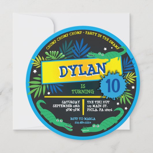 アリゲータークロコダイル沼誕生日パーティー 招待状 (正面)