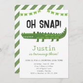 アリゲータークロコダイル誕生日パーティーの招待 招待状 (正面/裏面)