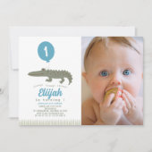 アリゲータークロコダレバルーンボーイ1stバースデーフォト 招待状 (正面)