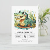 アリゲータークロコモダンダイル誕生日 招待状 (スタンド正面)