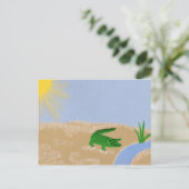 アリゲーターグリーンお洒落マンガアート ポストカード (スタンド正面)