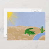 アリゲーターグリーンお洒落マンガアート ポストカード (正面/裏面)