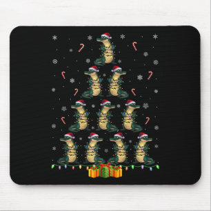 アリゲーターサンタハットクリスマスライツメンウィメンズクリスマ マウスパッド