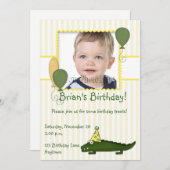 アリゲーターチャイルド誕生日フォト招待状 招待状 (正面/裏面)