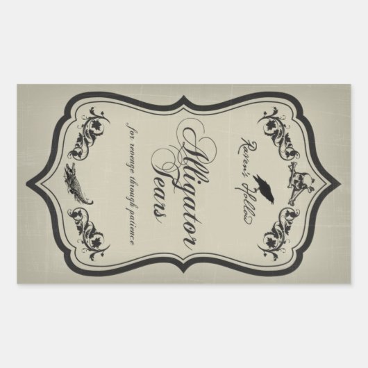 アリゲーターティールハロウィーン瓶ステッカー 長方形シール (正面)