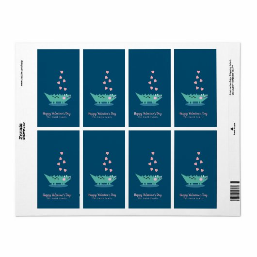 アリゲーターバレンタインデー垂直 ラベル (フルシート)