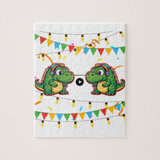 アリゲーターフェスティバルカラフル音楽ベビーシャワー ジグソーパズル (縦)