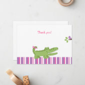 アリゲーターフラットありがとうご注意 – ピンク/緑 ノートカード (正面/裏面インサイチュ)