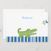 アリゲーターフラットありがとうご注意 – 青/緑 ノートカード (正面/裏面)