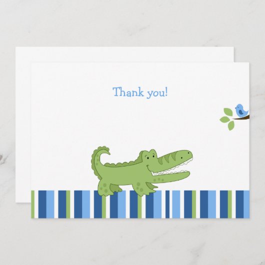 アリゲーターフラットありがとうご注意 – 青/緑 ノートカード (正面/裏面)