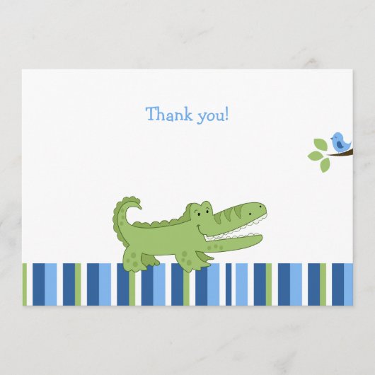 アリゲーターフラットありがとうご注意 – 青/緑 ノートカード (正面)