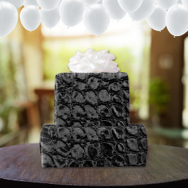 アリゲーターブラックフェイクレザー ラッピングペーパー