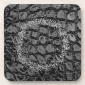 アリゲーターブラックフェイクレザー |ロゴ コースター (正面)