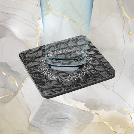 アリゲーターブラックフェイクレザー |ロゴ コースター