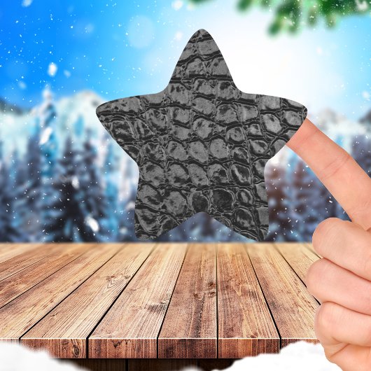 アリゲーターブラックフェイクレザー 星シール