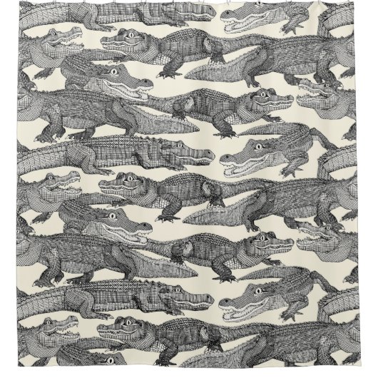 アリゲーターブラック シャワーカーテン (正面)