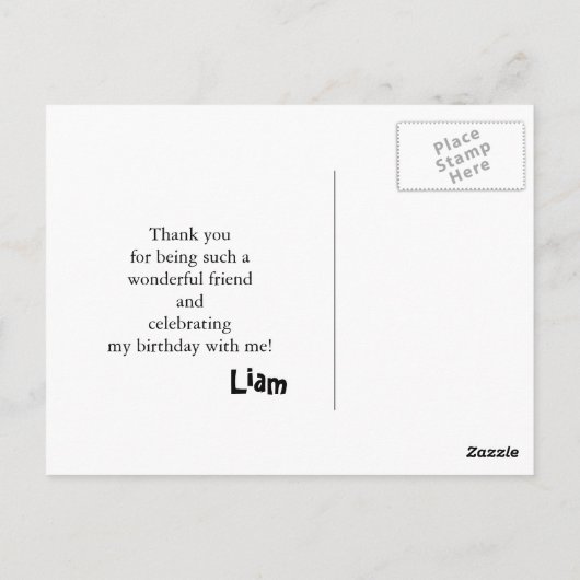 アリゲーターブルーイエローバースデーパーティーありがとう ポストカード (裏面)