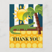 アリゲーターブルーイエローバースデーパーティーありがとう ポストカード (正面)