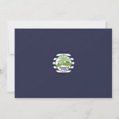 アリゲーターブルーストライプのベビーシャワー招待AMP 招待状 (裏面)