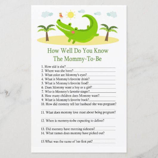 アリゲーターベイビーシャワーゲームをどれだけ知っているか (正面)
