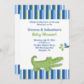 アリゲーターベビーシャワー招待状ブルー/グリーン5 x 7 招待状 (正面/裏面)