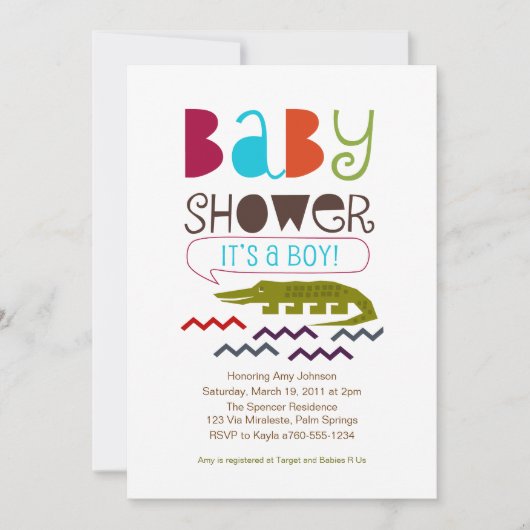 アリゲーターベビーシャワー招待状 招待状 (正面)