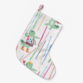 アリゲーターミュージック:水彩の子供っぽいシームレス スモールクリスマスストッキング (正面 (吊り時))