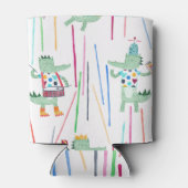 アリゲーターミュージック：水彩の子供っぽいシームレス 缶クーラー (裏面)