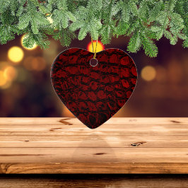 アリゲーターレッドフェイクレザー セラミックオーナメント