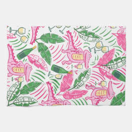 アリゲーターワインピンクグリーン名門私立校風の キッチンタオル