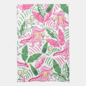 アリゲーターワインピンクグリーン名門私立校風の キッチンタオル (縦)