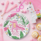 アリゲーターワインピンクグリーン名門私立校風の ペーパープレート (パーティー)